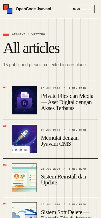 Adam theme article list on mobile