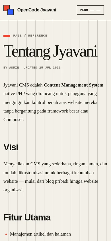 Adam theme single page on mobile
