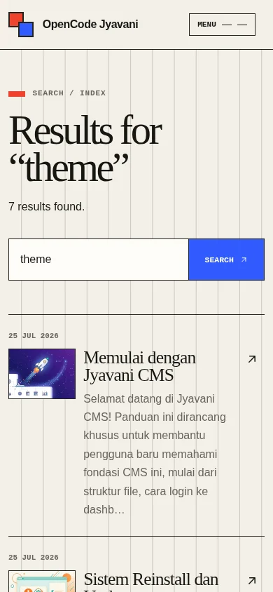 Adam theme search results on mobile