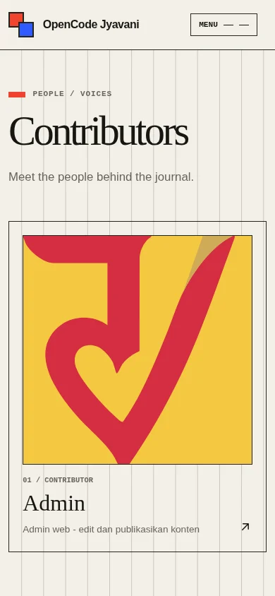 Adam theme author index on mobile