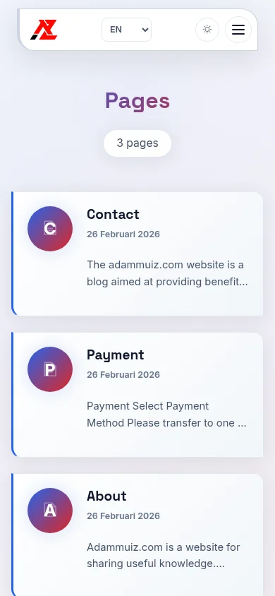Portfolio page list on mobile