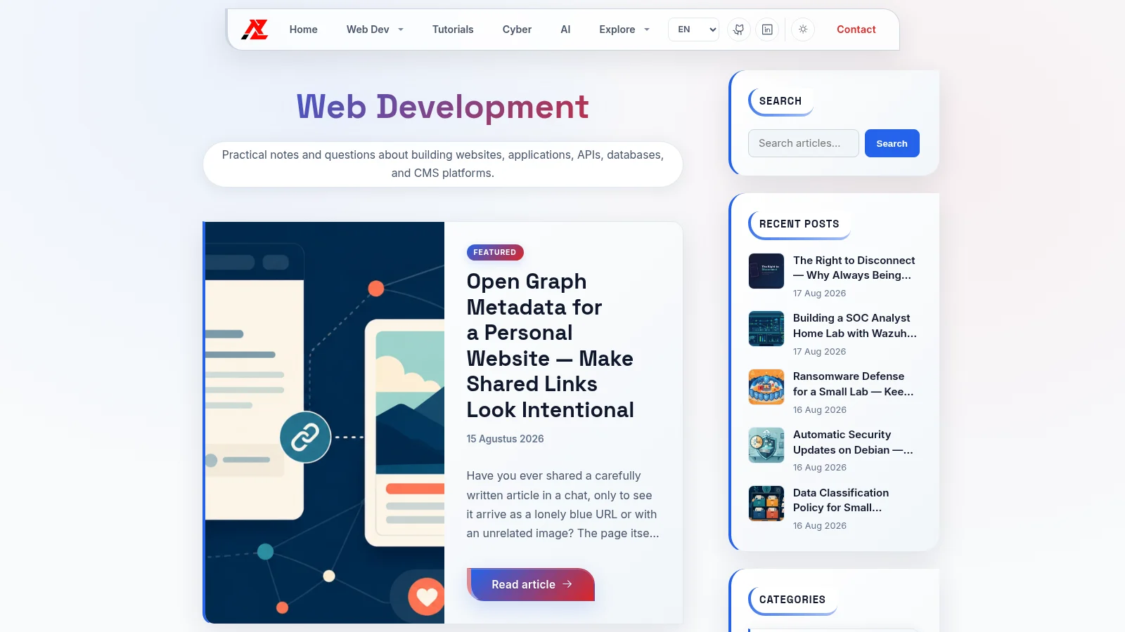 Portfolio category post list on desktop