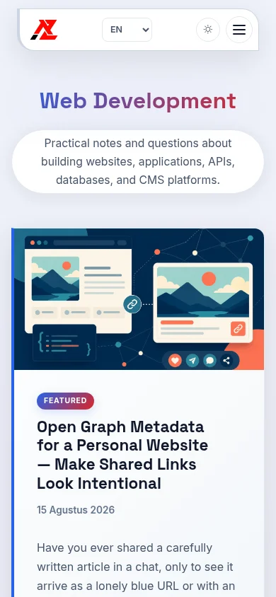Portfolio category post list on mobile
