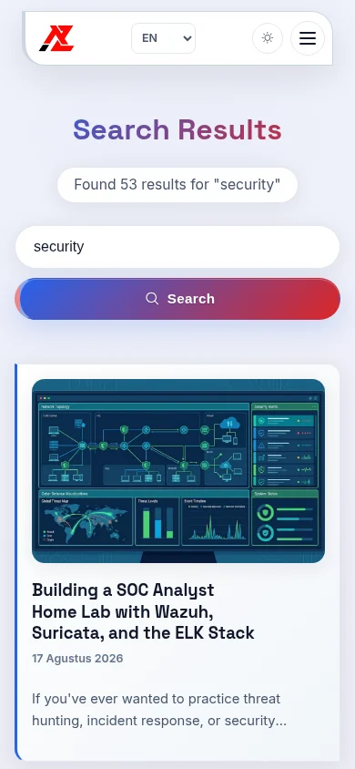 Portfolio search results on mobile