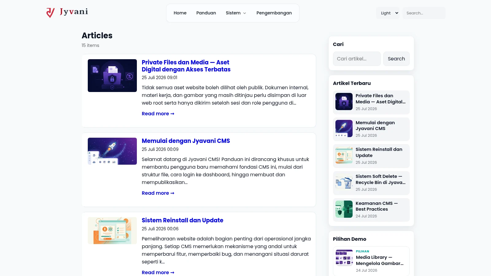 Default theme article list on desktop