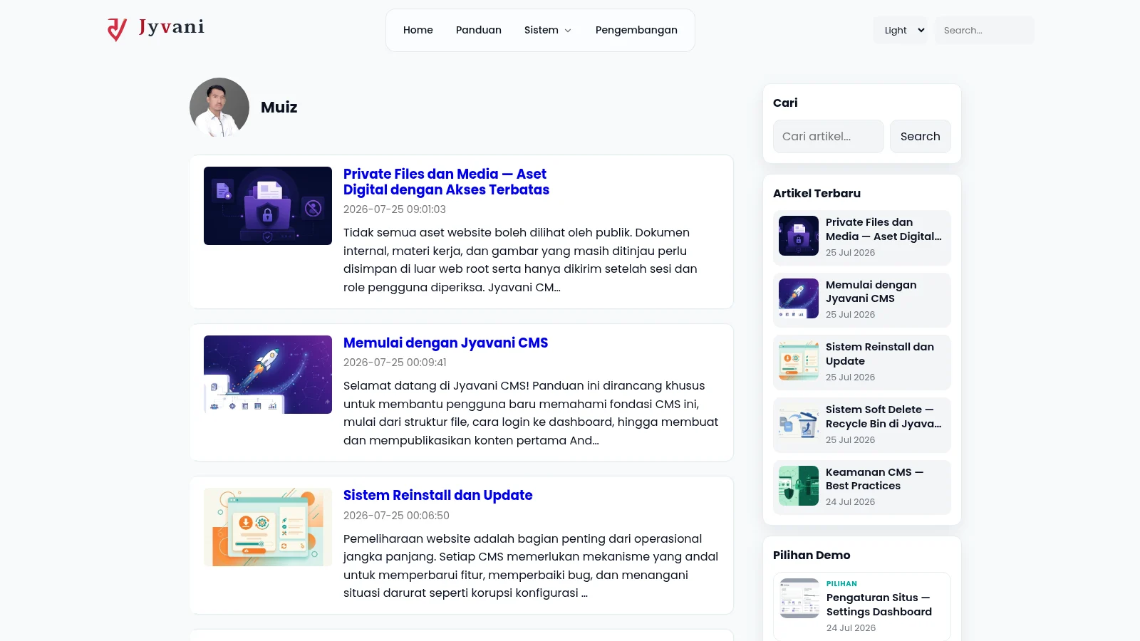Default theme author post list on desktop