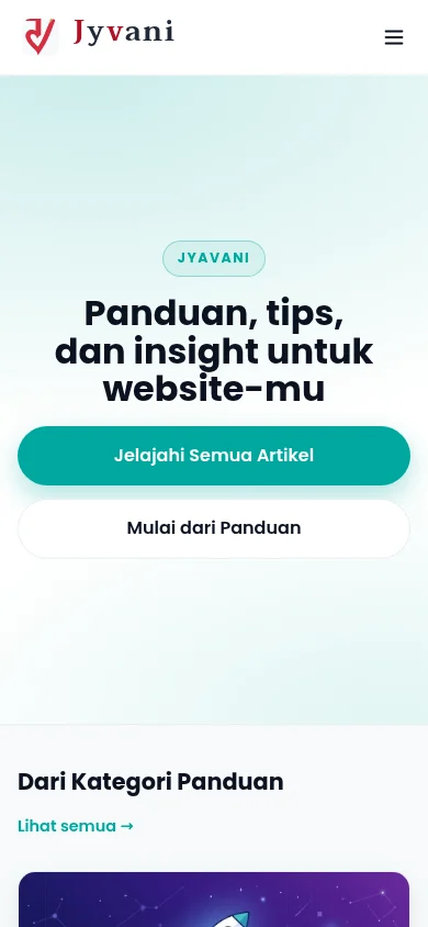 Default theme homepage on mobile