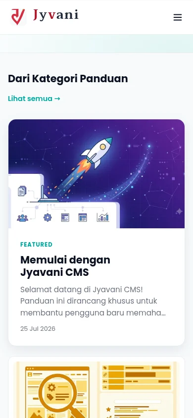 Default theme homepage article highlights on mobile