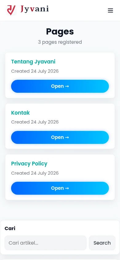 Default theme page list on mobile