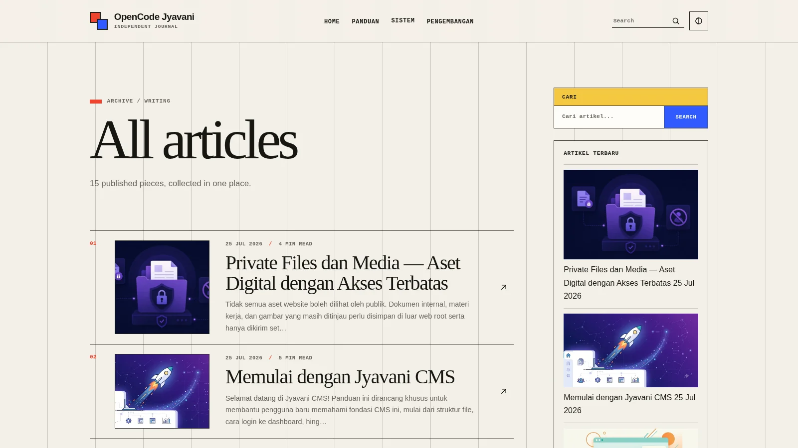 Adam theme article list on desktop