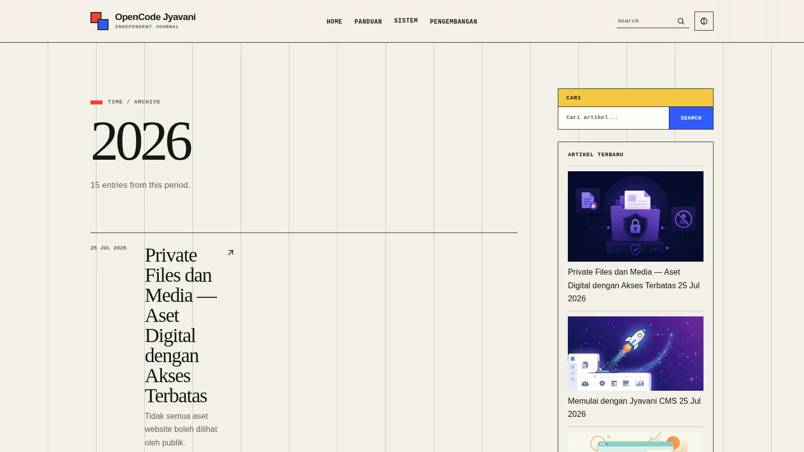 Adam theme yearly archive on desktop