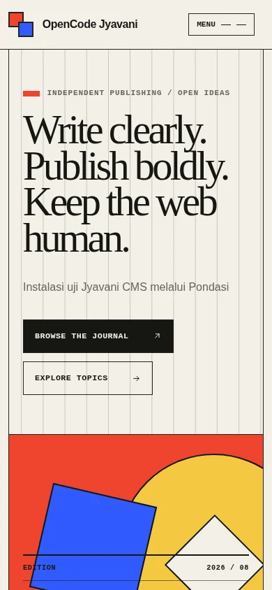 Adam theme homepage on mobile